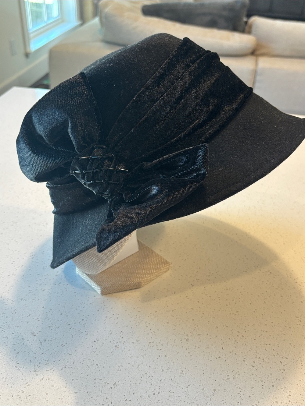 Vintage Betmar New York Black Wool Blend Cloche Bucket Hat